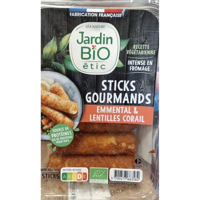 3700477663582 - Jardin Bio Etic - Sticks Gourmands Emmental & Lentilles Coraïl