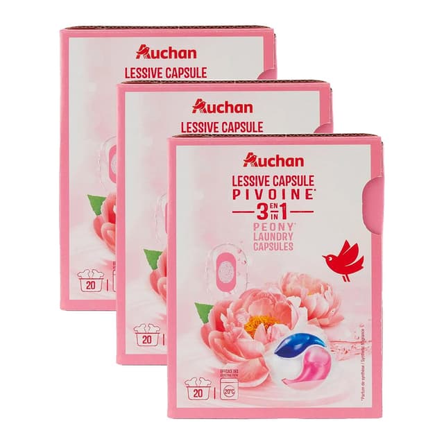 2050000415982 - Auchan - Lessive en capsules 3en1 pivoine