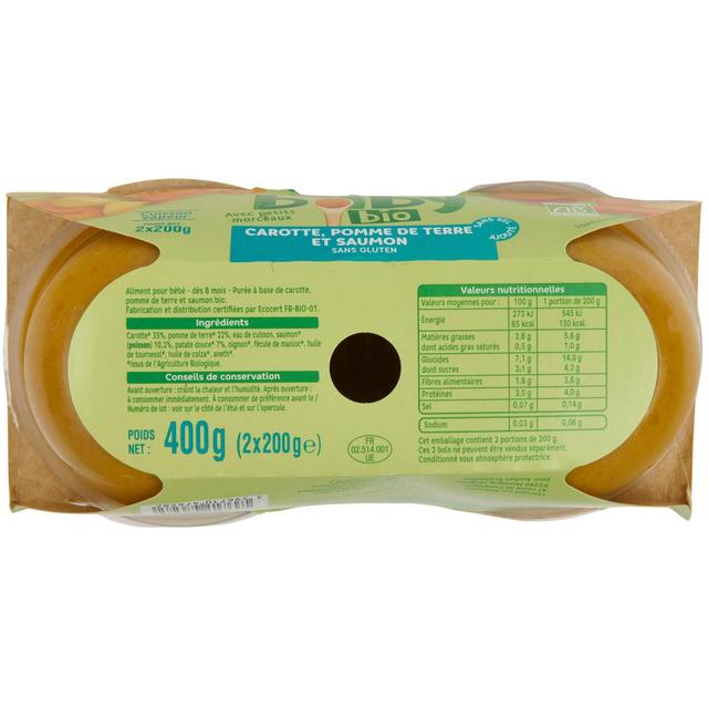 3596710476282 - Auchan Baby Bio - Carotte pomme de terre au saumon bio Bol bébé dès 8 mois