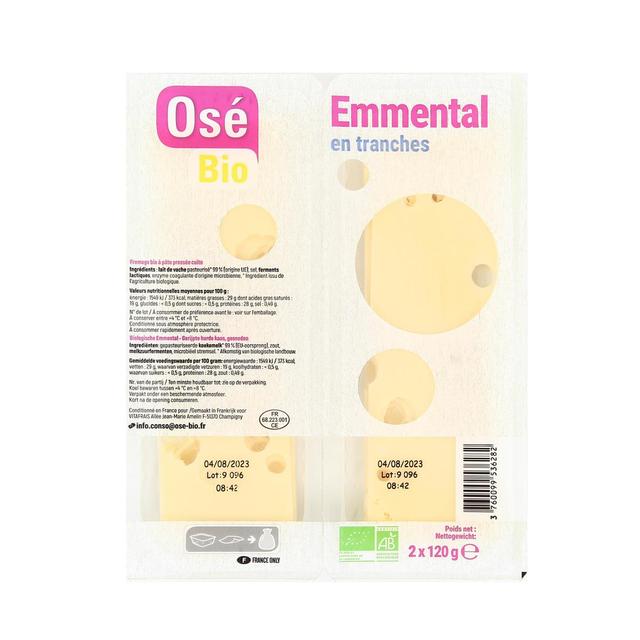 3760099536282 - Osé Bio - Emmental tranches bio
