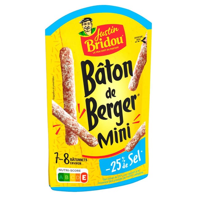 3449865267482 - Justin Bridou - Saucisson Mini Bâton de Berger Taux de Sel Réduit*