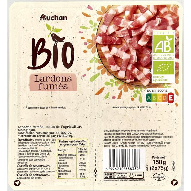 3596710338382 - Auchan BIO - Lardons Fumés Bio