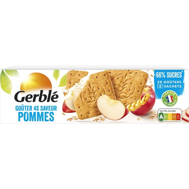 3175681209282 - Gerblé Teneur Réduite - 20 Goûters 4S aux pommes -61% de sucres en moins