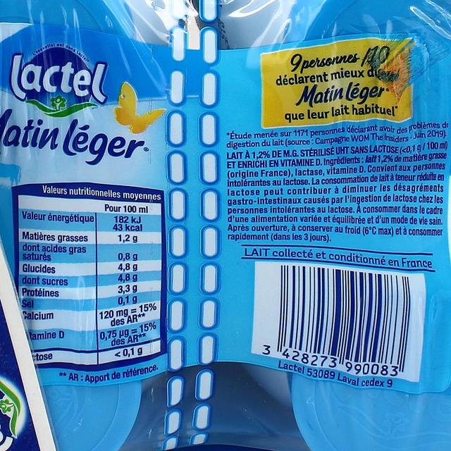 2050000404269 - Matin Léger de Lactel - Lait demi écrémé
