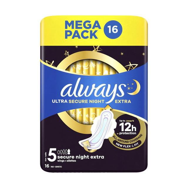 8006540822883 - Always - Serviettes Secure Night Extra (T5) Avec Ailettes