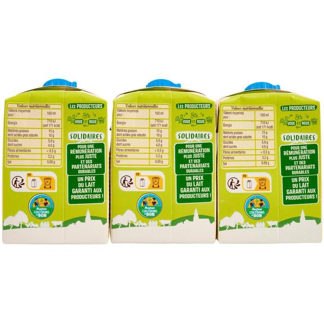 3596710483983 - Auchan BIO - Crème fluide légère bio 15%mg UHT