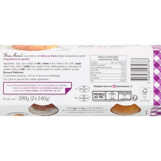 3608580934783 - Bonne Maman - Baba au rhum chantilly
