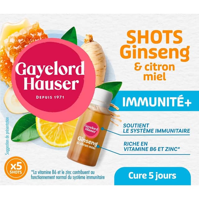 3229820806983 - Gayelord Hauser - Shots Ginseng et citron miel Immunité +