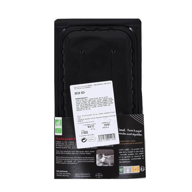 3507170901184 - Rostain - Bacon Bio Fumé au Bois de Hêtre Sans Nitrite Ajouté