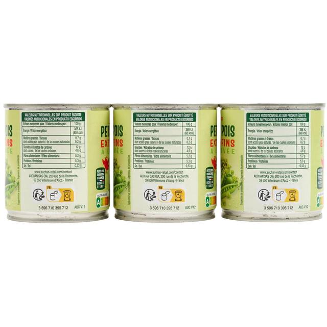 3596710456864 - Auchan - Petits pois extra-fins étuvés