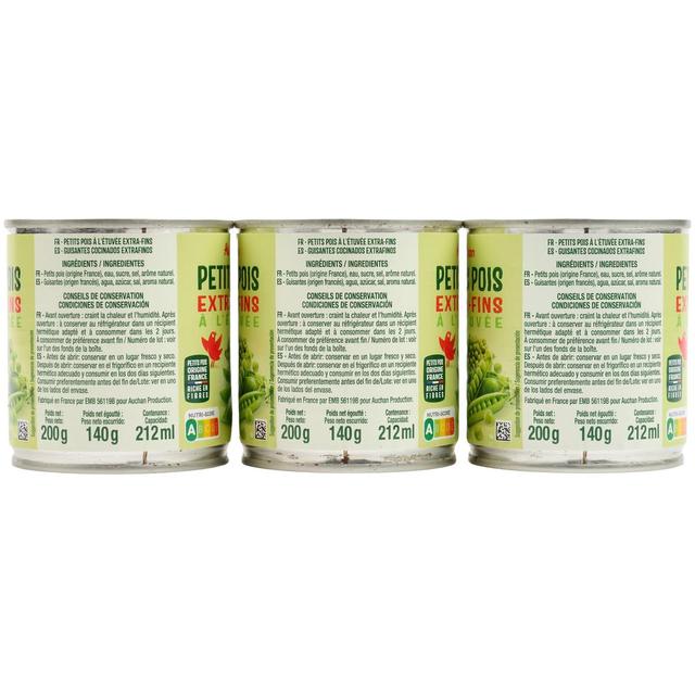 3596710456864 - Auchan - Petits pois extra-fins étuvés