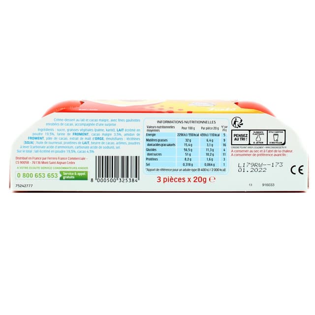 8000500325384 - Kinder - Oeufs chocolatés Joy x3