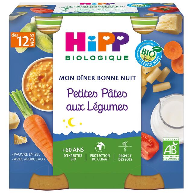 4062300087484 - Hipp - Mon Dîner Bonne Nuit - Petites Pâtes aux Légumes Bio Pot Bébé Dès 12 mois