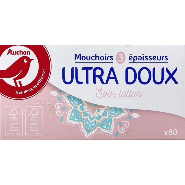 3596710478484 - Auchan - Boîte de mouchoirs ultra doux soin lotion 3 épaisseurs