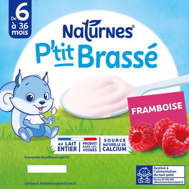 7613035008984 - Naturnes® - P'tit Brassé - Dessert Lacté Framboise Coupelle Bébé Dès 6 mois