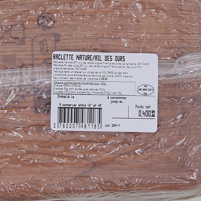 3760007481185 - Les Petites Laiteries - Raclette Nature et Ail des Ours - Lait de vache cru