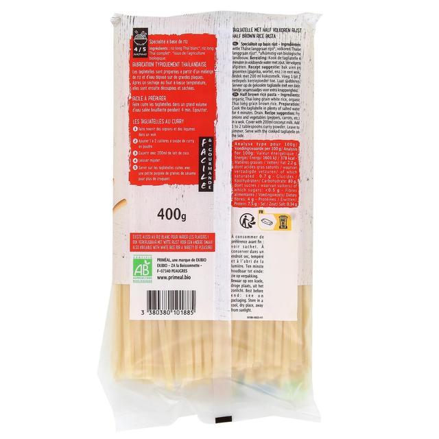 3380380101885 - Priméal - Tagliatelles riz demi-complètes bio
