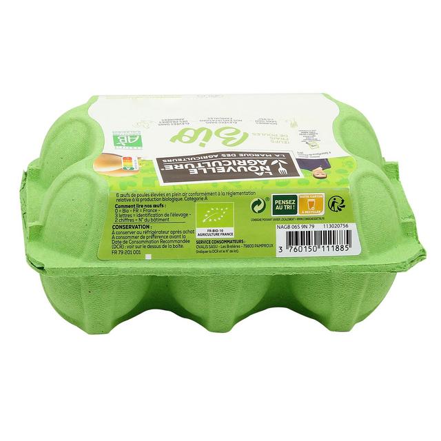 3760150111885 - La Nouvelle Agriculture - Oeufs bio frais, tout calibre