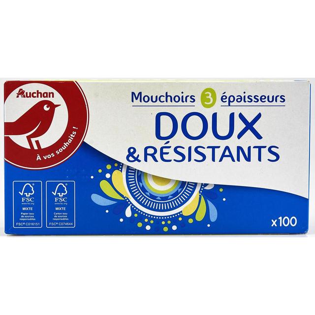 3596710483785 - Auchan - Boîte de mouchoirs doux et résistants 3 épaisseurs