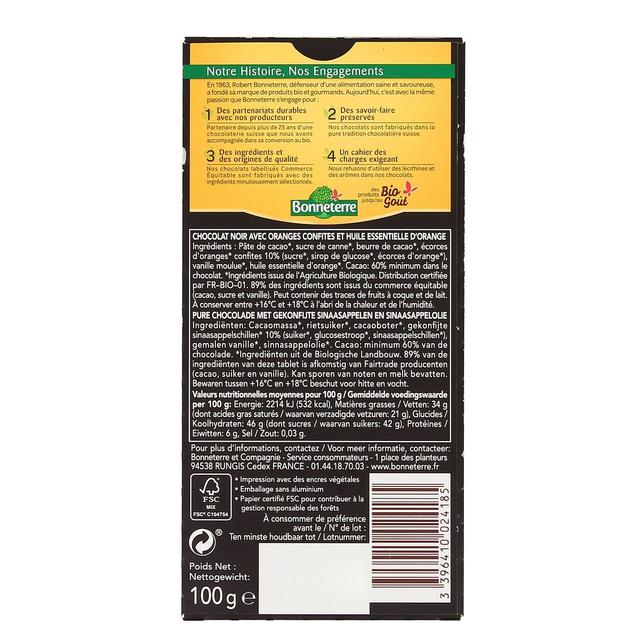 3396410024185 - Bonneterre - Chocolat noir bio oranges confites