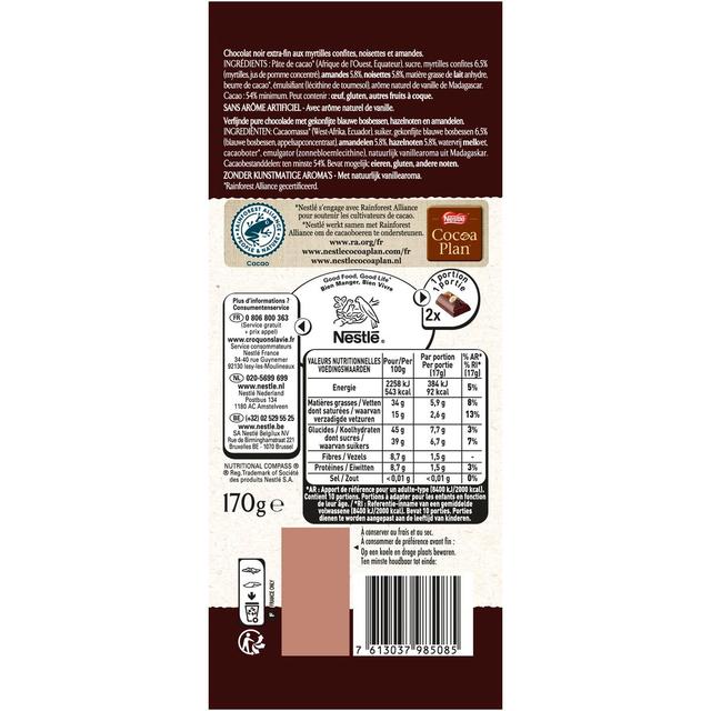 7613037985085 - Nestlé Les Recettes de l'Atelier - Chocolat noir myrtilles amandes et noisettes