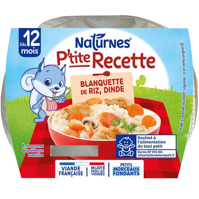 7613035856585 - Naturnes® - P'tite Recette - Blanquette de Riz Dinde Bol Bébé Dès 12 mois