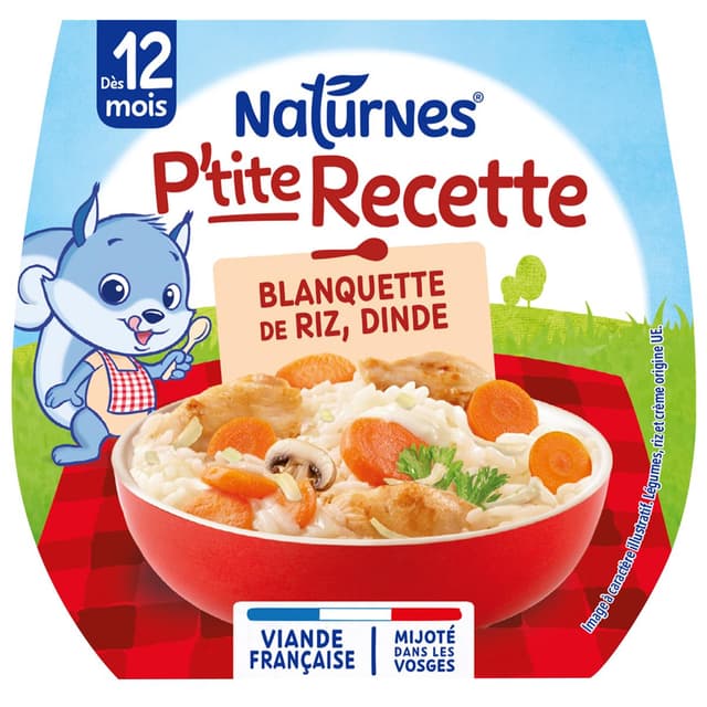 7613035856585 - Naturnes® - P'tite Recette - Blanquette de Riz Dinde Bol Bébé Dès 12 mois