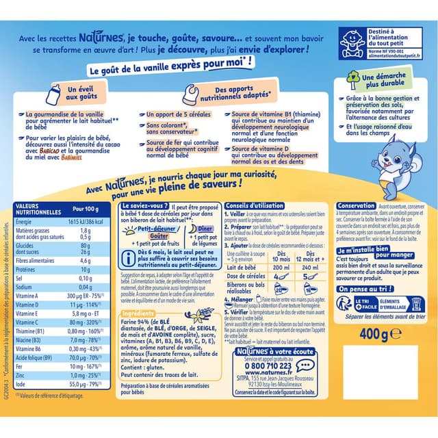 8445290549785 - Naturnes® - Babivanille - Céréales instantanées Vanille pour bébé dès 10 mois