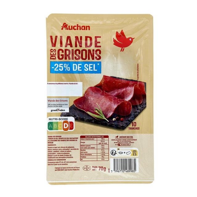 3596710489985 - Auchan - Viande des Grisons Réduite en Sel