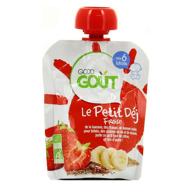 3760269310186 - Good Goût - Petit Déj Fraise Bio Gourde Bébé Dès 6 mois