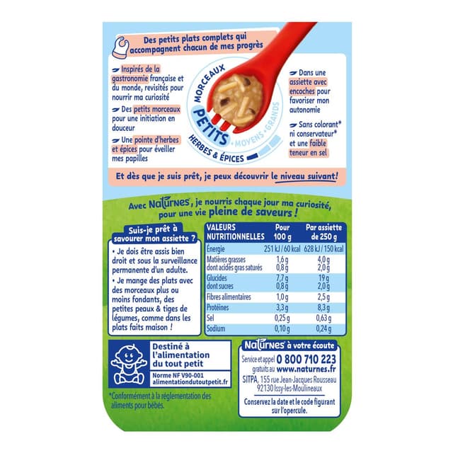 3701669200486 - Naturnes® - P'tite Recette - Spaghetti Carbonara Assiette Bébé dès 15 mois