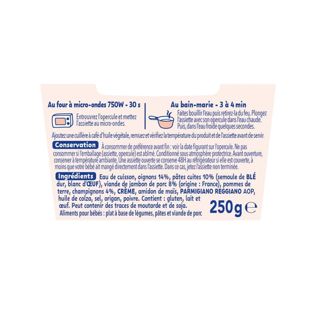 3701669200486 - Naturnes® - P'tite Recette - Spaghetti Carbonara Assiette Bébé dès 15 mois