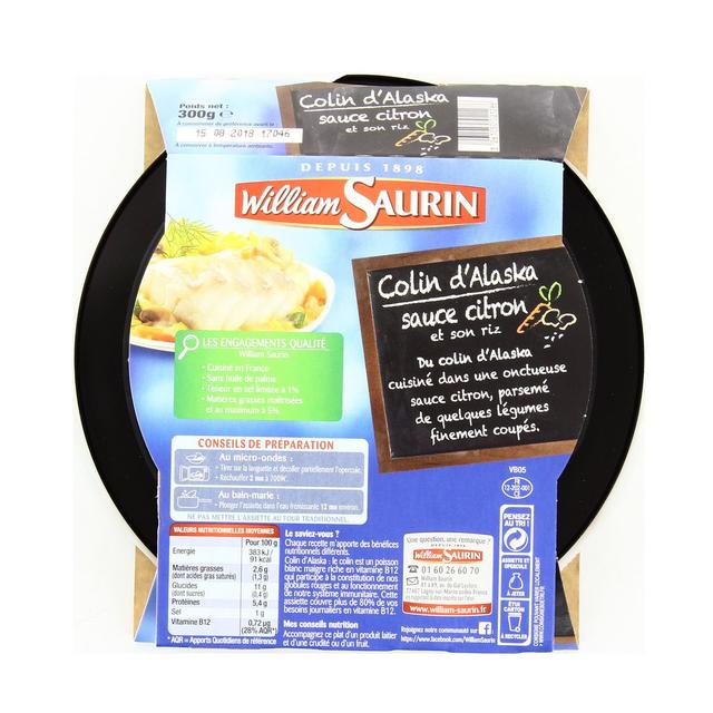 3261050021286 - William Saurin - Colin d'Alaska sauce citron et riz