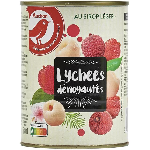 3596710495986 - Auchan - Lychees dénoyautés au sirop léger