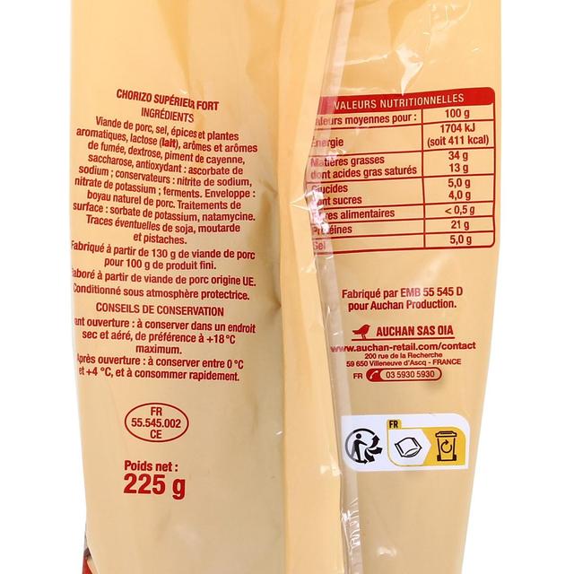 3596710538386 - Auchan - Chorizo Fort Entier