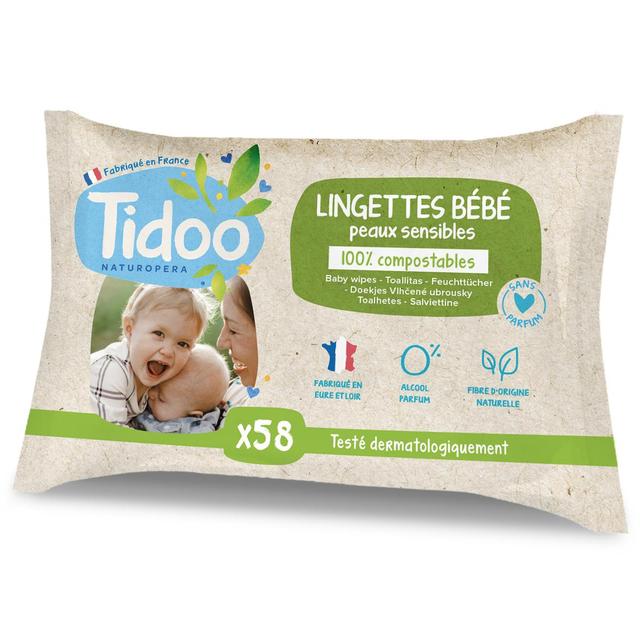 3760001760187 - Tidoo - Lingettes au Calendula Bio Non Parfumé, compostables
