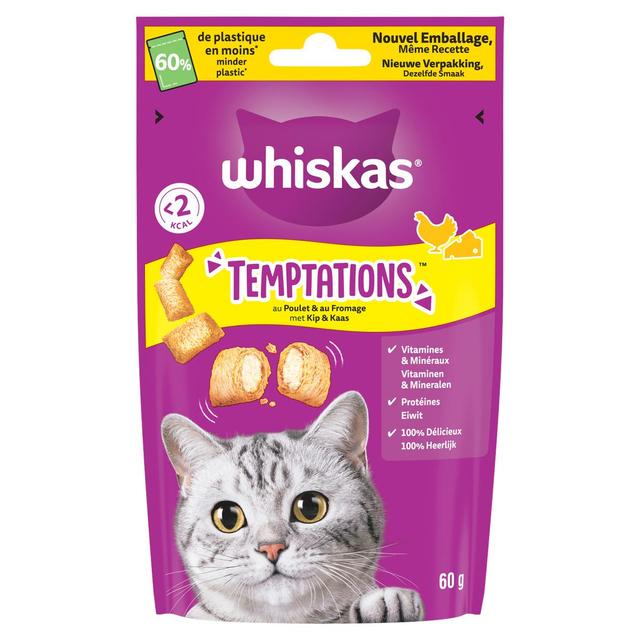 5998749146187 - Whiskas - Temptations au Poulet et Fromage - Friandise Récompense pour Chat
