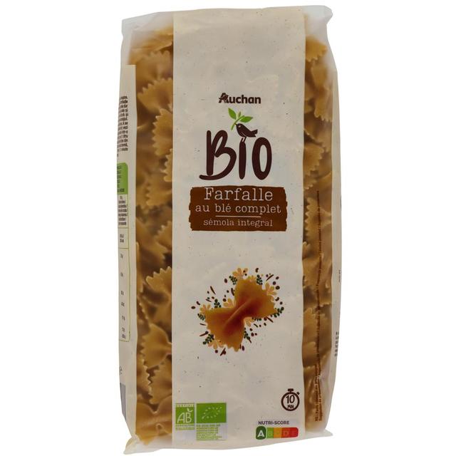 3596710546787 - Auchan BIO - Pâtes Farfalle intégrale au blé complet bio