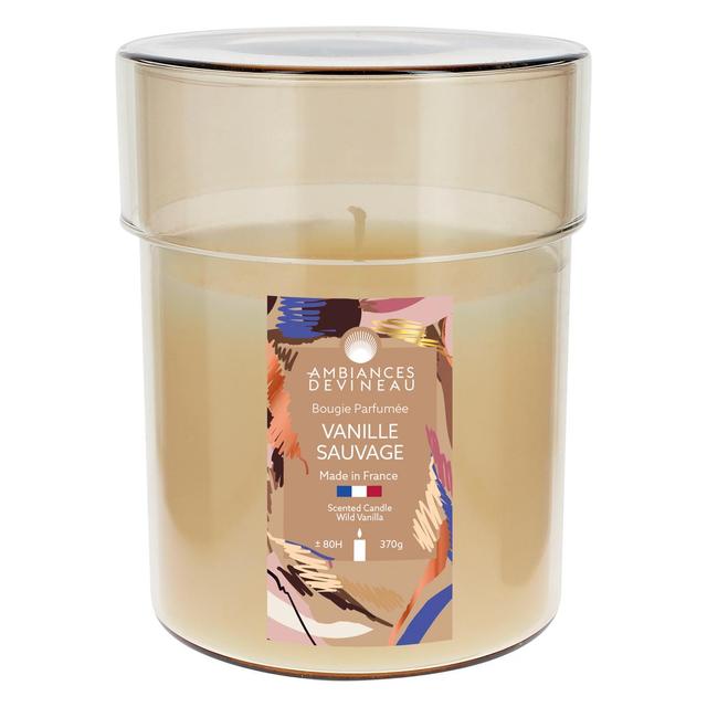 3482356577387 - Ambiances Devineau - Bonbonnière laquée miel avec capot transparent rempli de bougie parfumée Vanille Sauvage