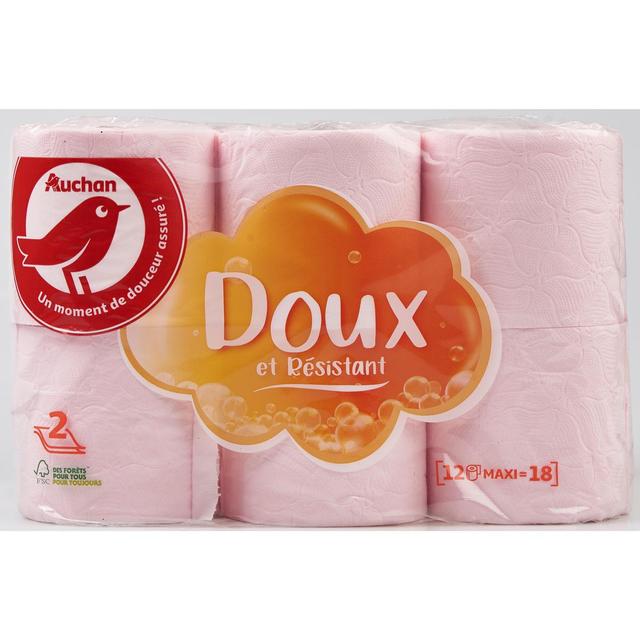 3596710478187 - Auchan - Papier toilette rose maxi doux et résistant 2 épaisseurs