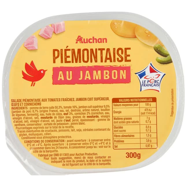 3596710510788 - Auchan - Salade Piémontaise au jambon