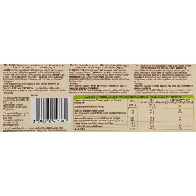3596710451388 - Auchan BIO - Biscuits petit beurre avec tablette de chocolat noir bio