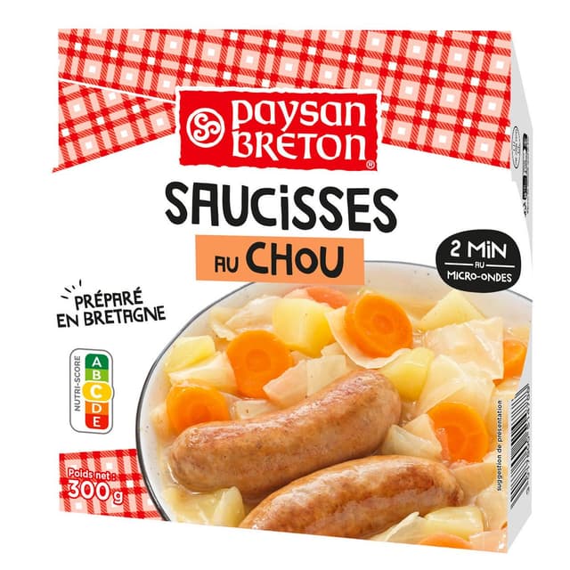 3017800514788 - Paysan Breton - Saucisses au Choux en barquette individuelle micro-ondable