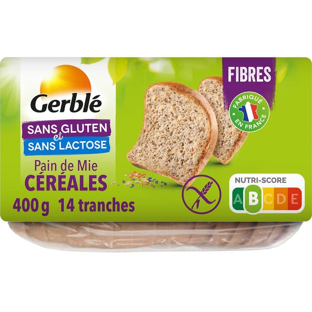 3175681185388 - Gerblé Sans Gluten Sans Lactose - Pain de Mie aux Céréale et Graines sans gluten et sans lactose