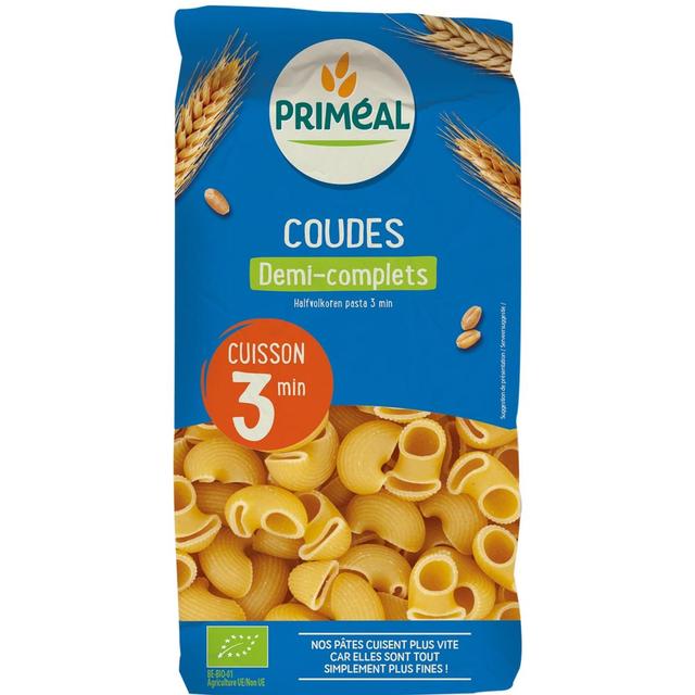 3380380087288 - Priméal - Coudes 1/2 complets bio cuisson 3mn