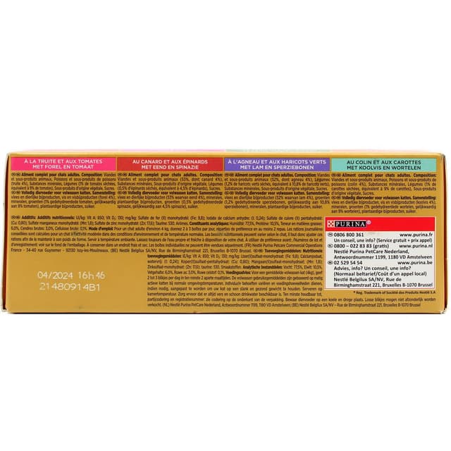 7613033047688 - Purina - Gourmet Gold - Boites Mousseline aux Légumes 4 Variétés pour chat