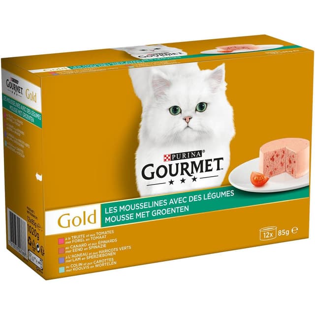 7613033047688 - Purina - Gourmet Gold - Boites Mousseline aux Légumes 4 Variétés pour chat