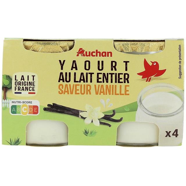3596710538188 - Auchan - Yaourt au lait entier saveur vanille bio