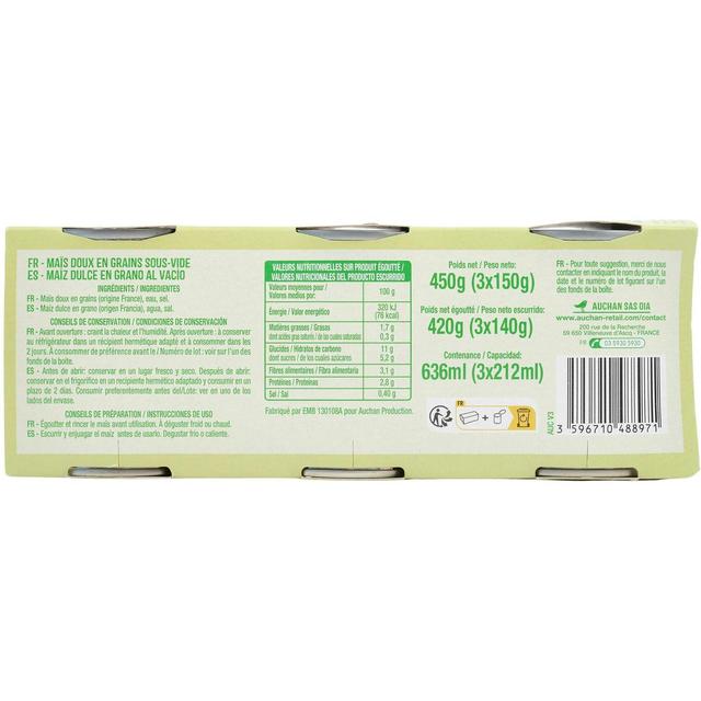 3596710488971 - Auchan - Maïs sans résidu de pesticides