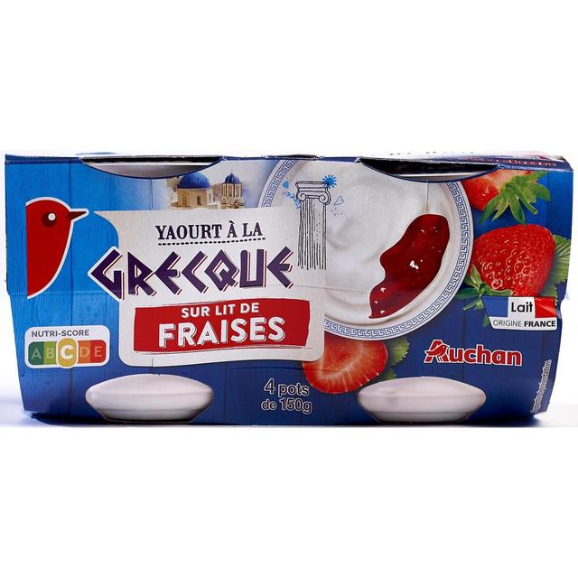 3596710489688 - Auchan - Yaourt à la grecque sur lit de fraises